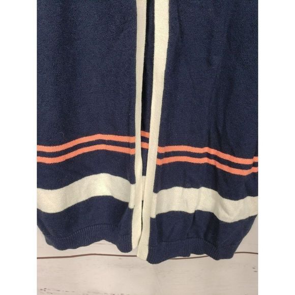 Sag Harbor Navy Blue Red White Striped Vintage Open Front Cardigan Size Medium - Picture 4 of 6